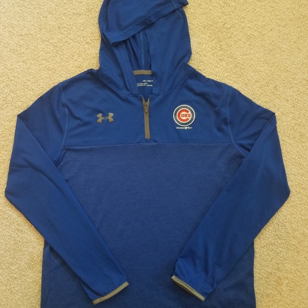 Chicago Cubs Under Armour Royal Blue Hooded Shirt Youth Size XL